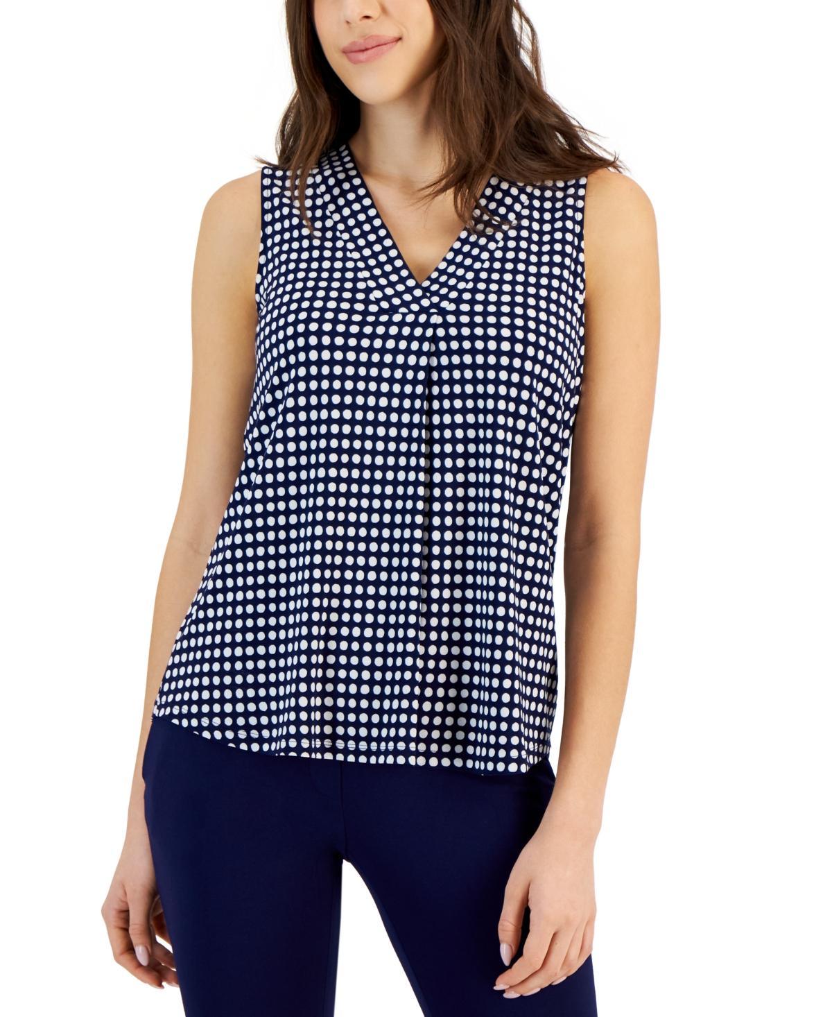 Anne Klein Polka Dot Pleat Neck Shell Product Image