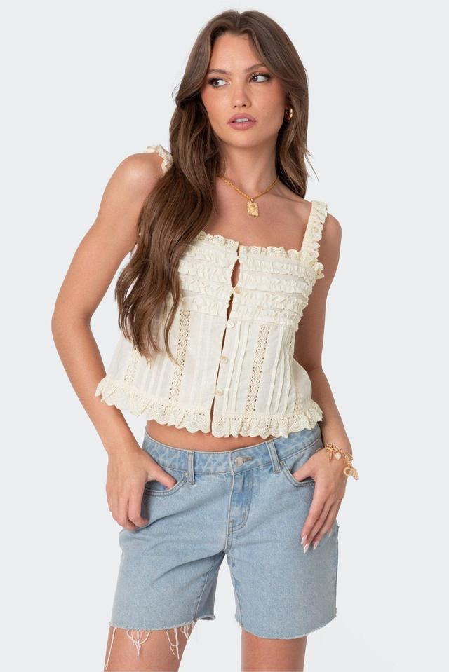 Hera Button Front Ruffled Top Product Image