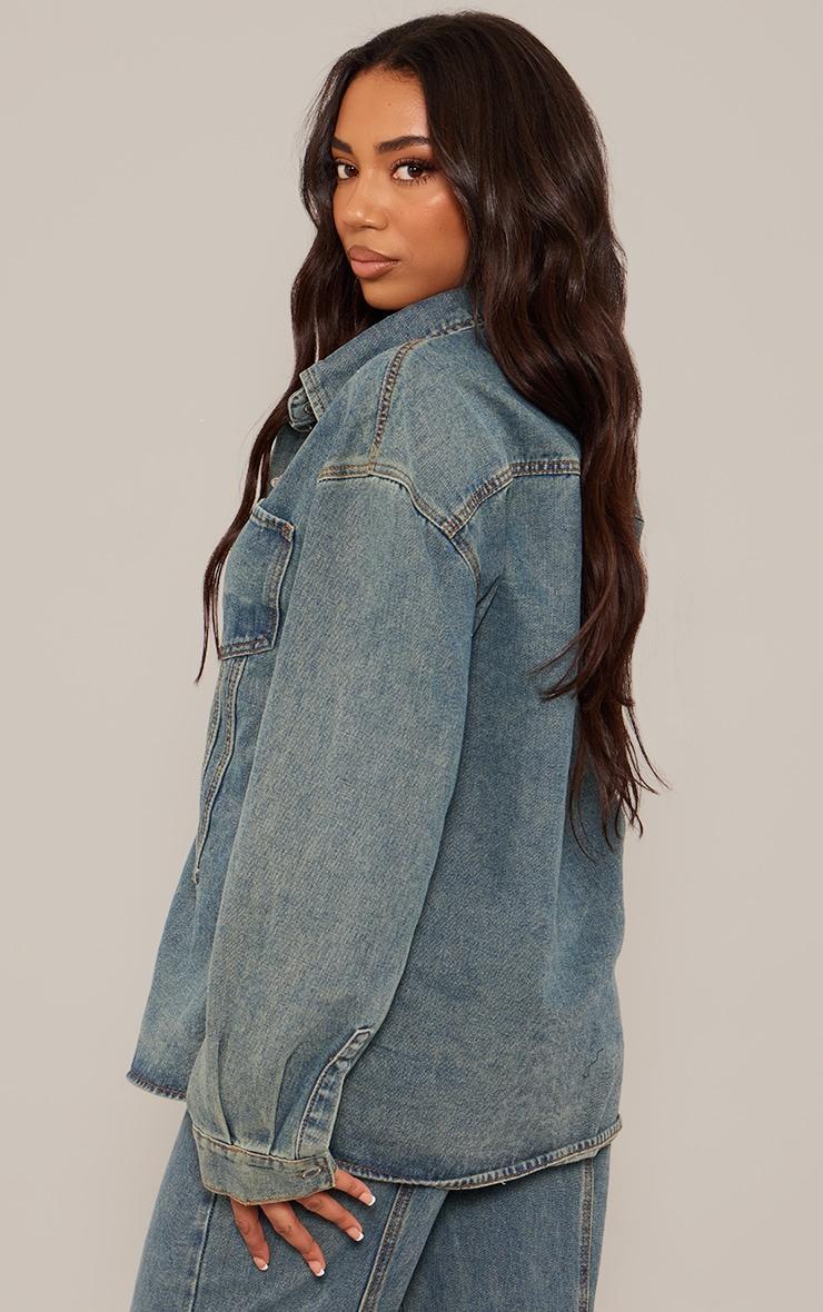 Tall Vintage Wash Long Sleeve Denim Jacket Product Image