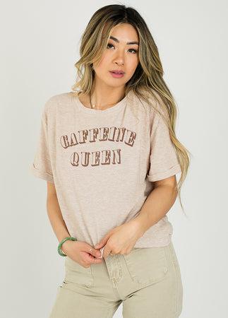 Caffeine Queen Tee in Heather Oat Product Image