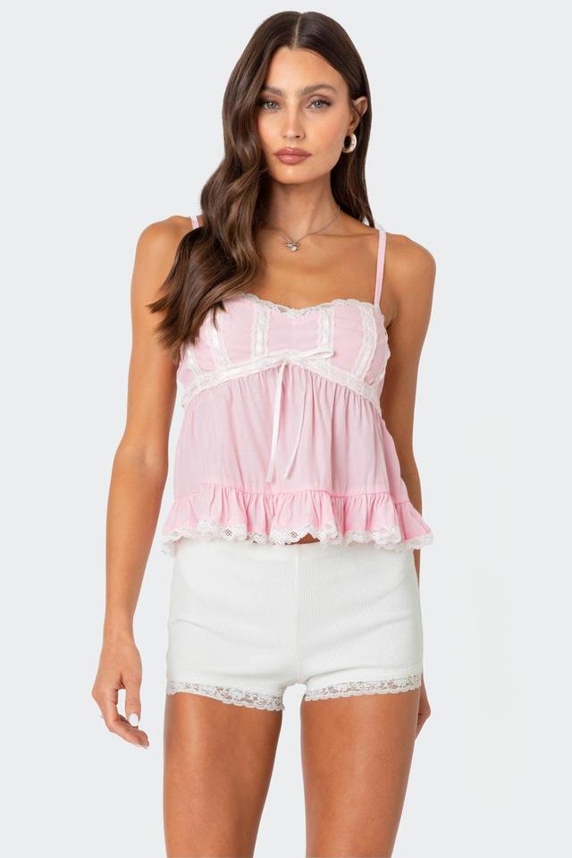 Lace Trim Babydoll Tank Top Product Image