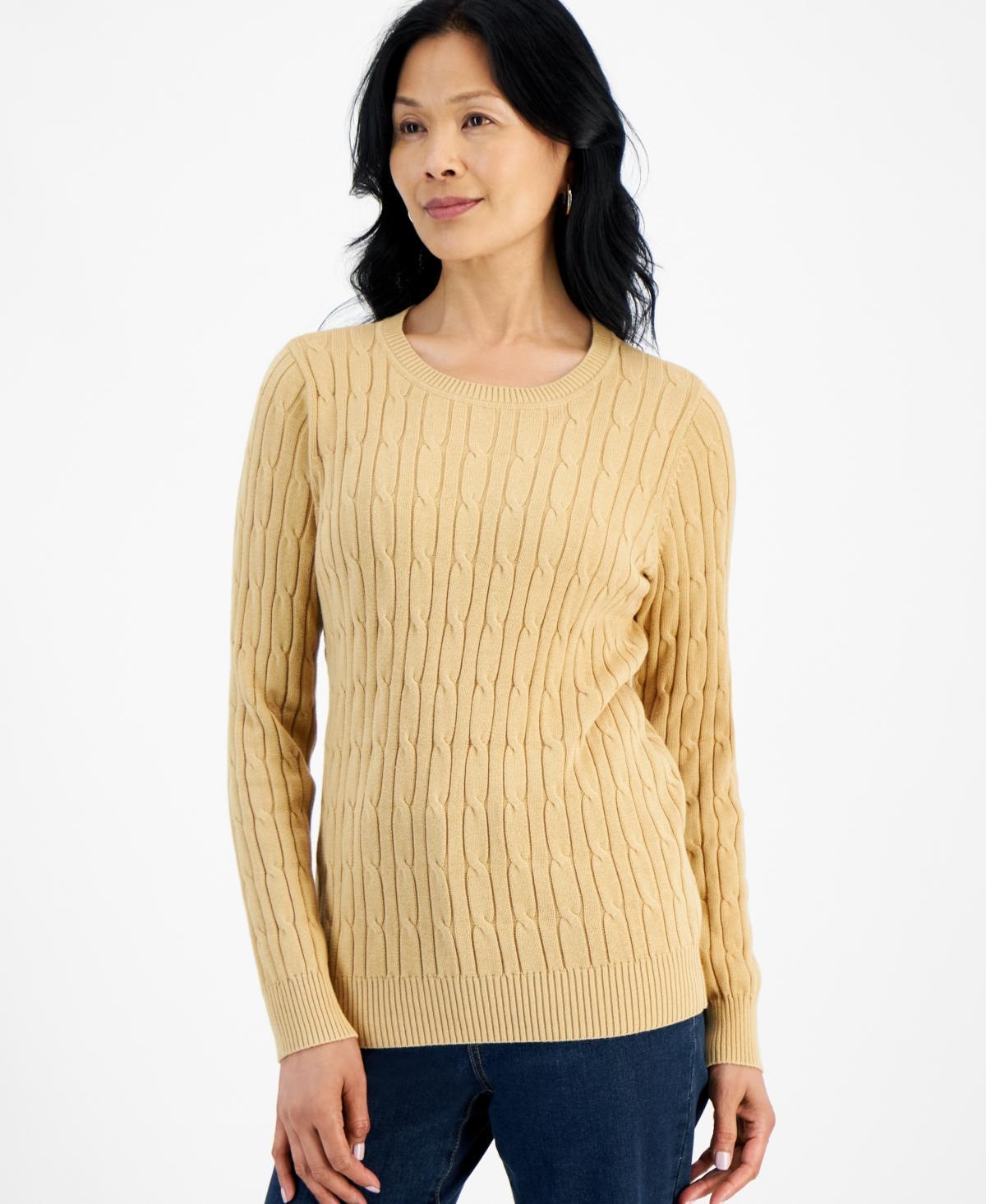 Style & Co Womens Cotton Cable-Knit Crewneck Sweater, Created for Macys Product Image