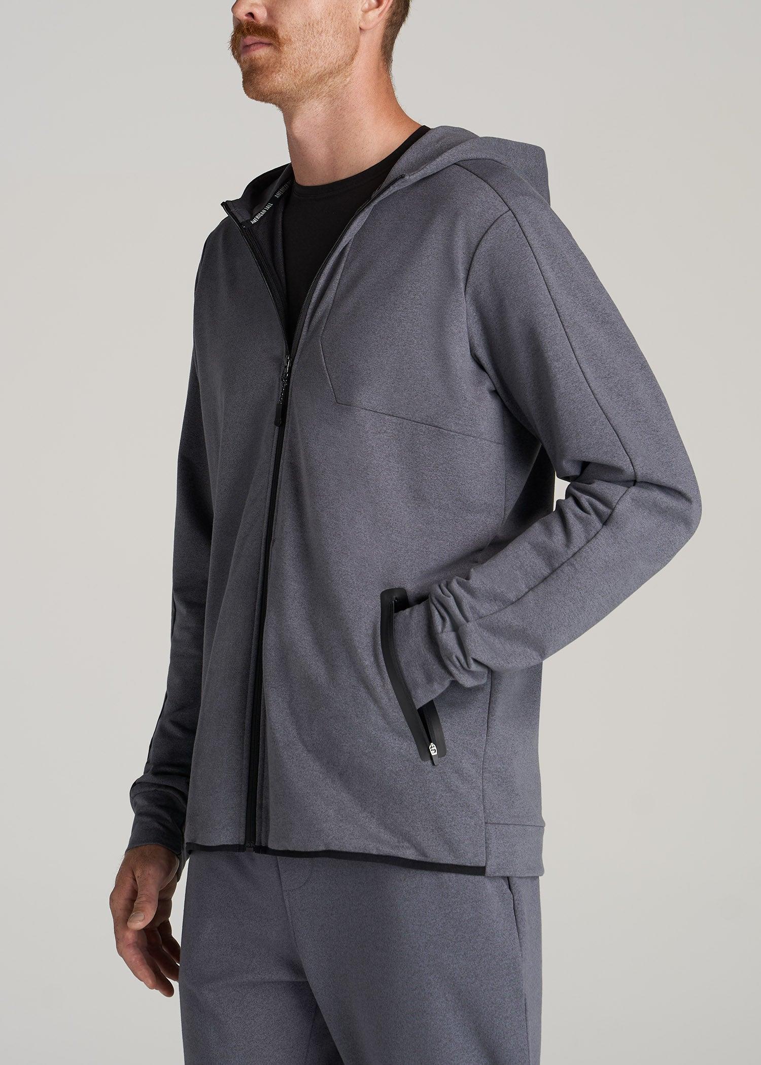 A.T. Performance French Terry Full Zip Hoodie for Tall Men in Tech Charcoal Mix Product Image