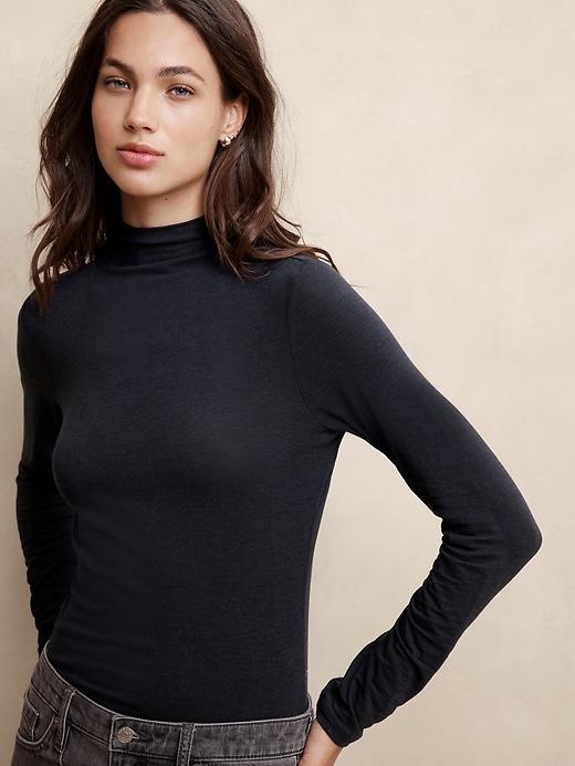 Tissue Rayon Mock-Neck Top Product Image