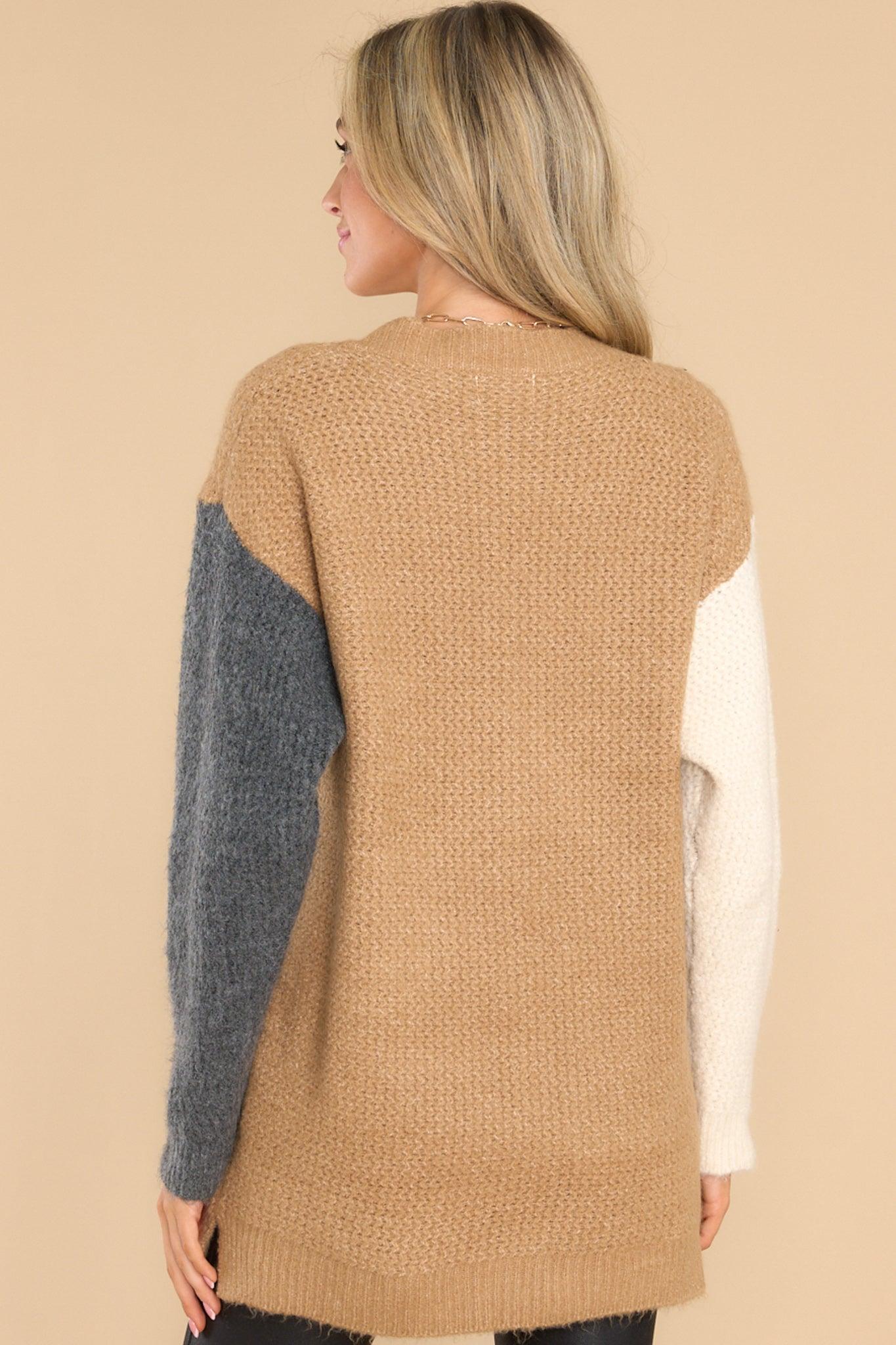 Fable Cover Your Tracks Tan Colorblock Sweater Product Image