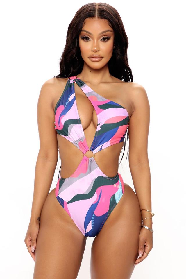 Officially Summer Cutout One Piece Swimsuit - Pink/combo Product Image