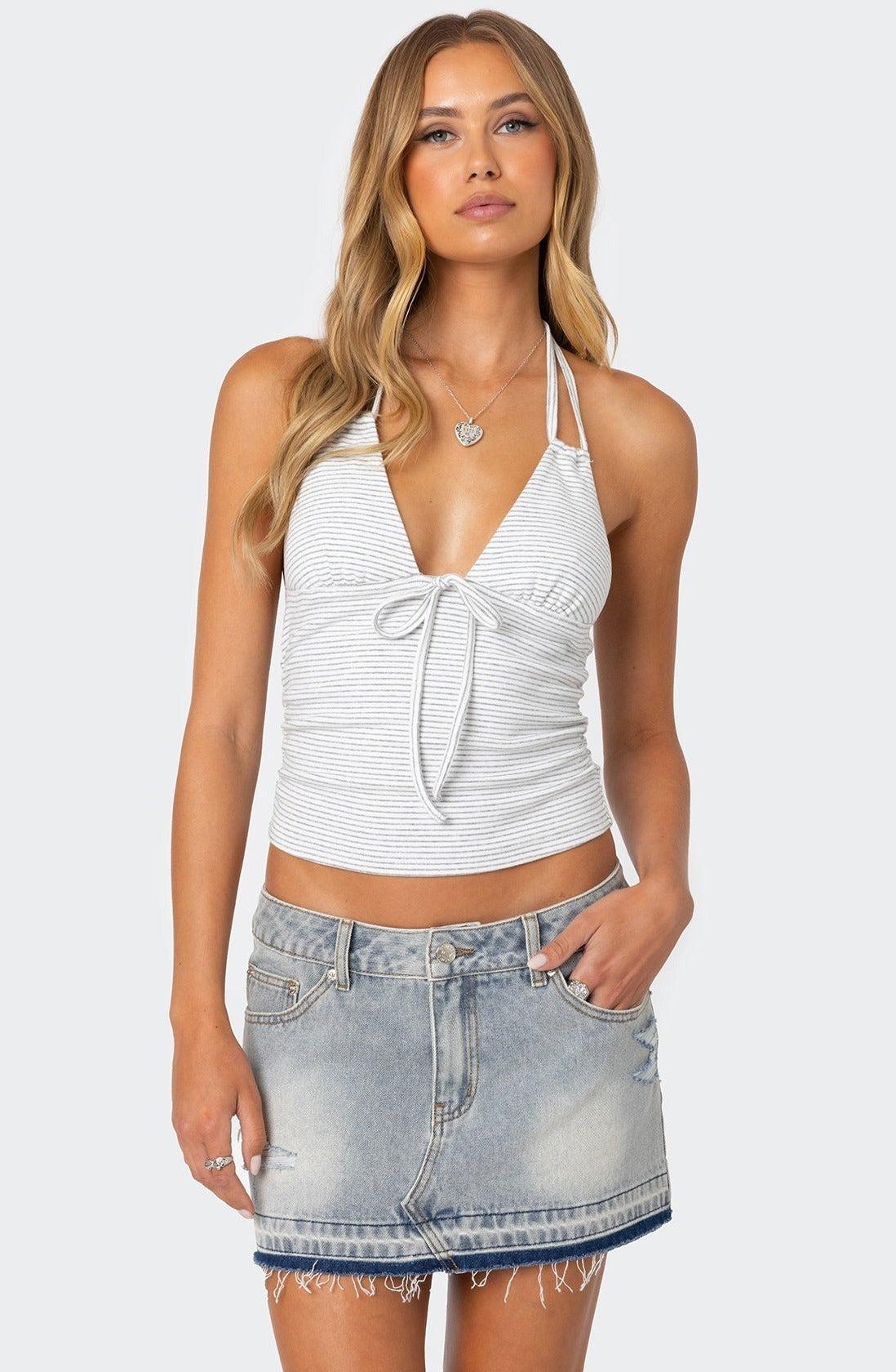 Lanai Striped Halter Top Product Image