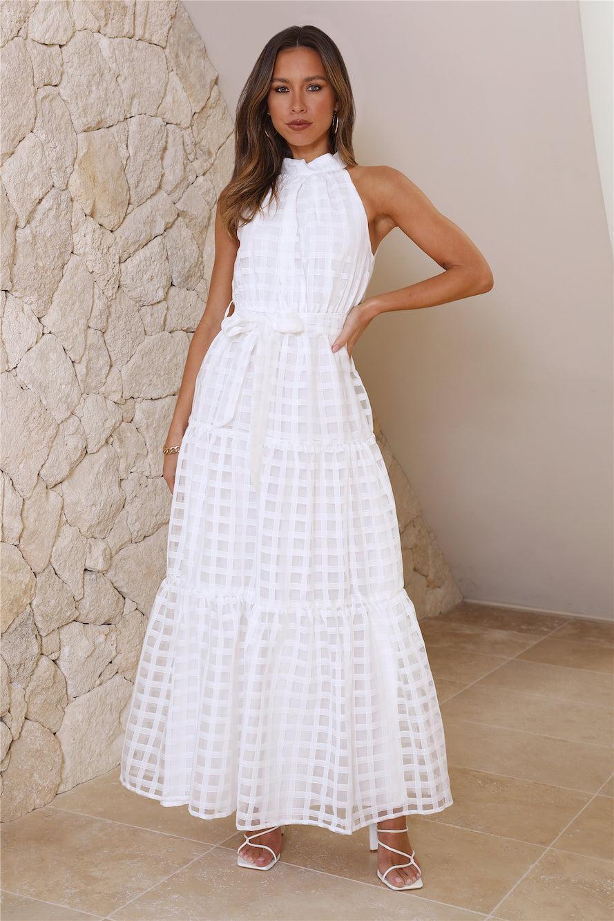 Summertime Picnic Maxi Dress White Product Image