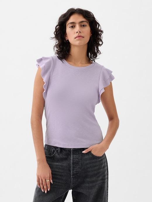 Essential Rib Flutter Sleeve Shirt Product Image