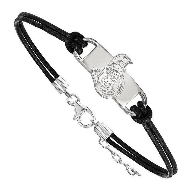 LogoArt Sterling Silver Ottawa Senators Black Leather Bracelet, Womens Product Image