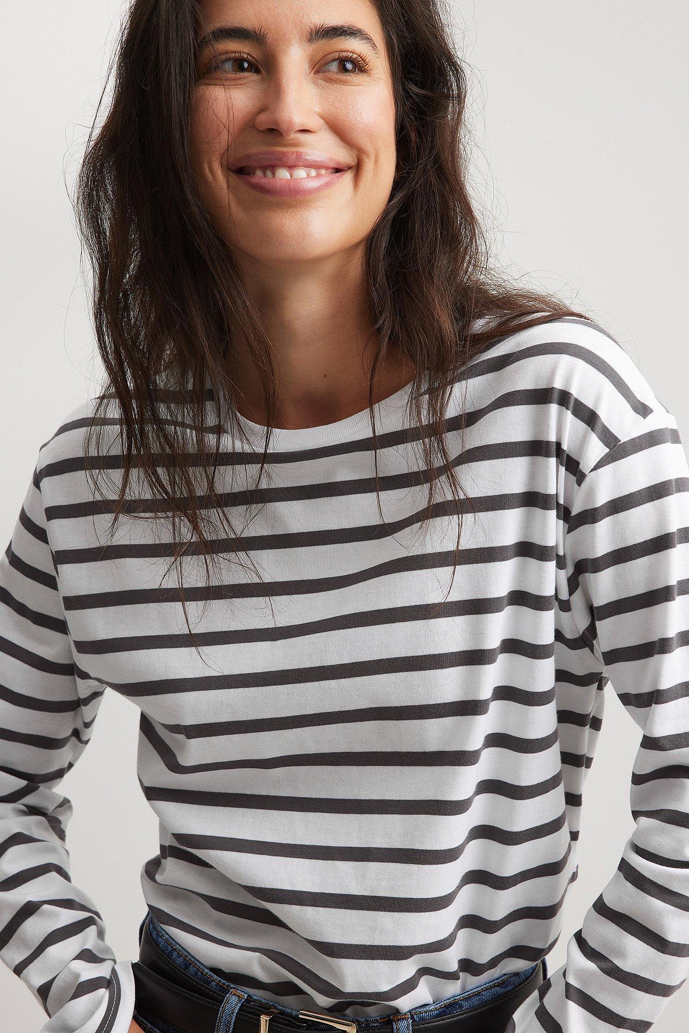 Striped Oversized Long Sleeved Top Product Image