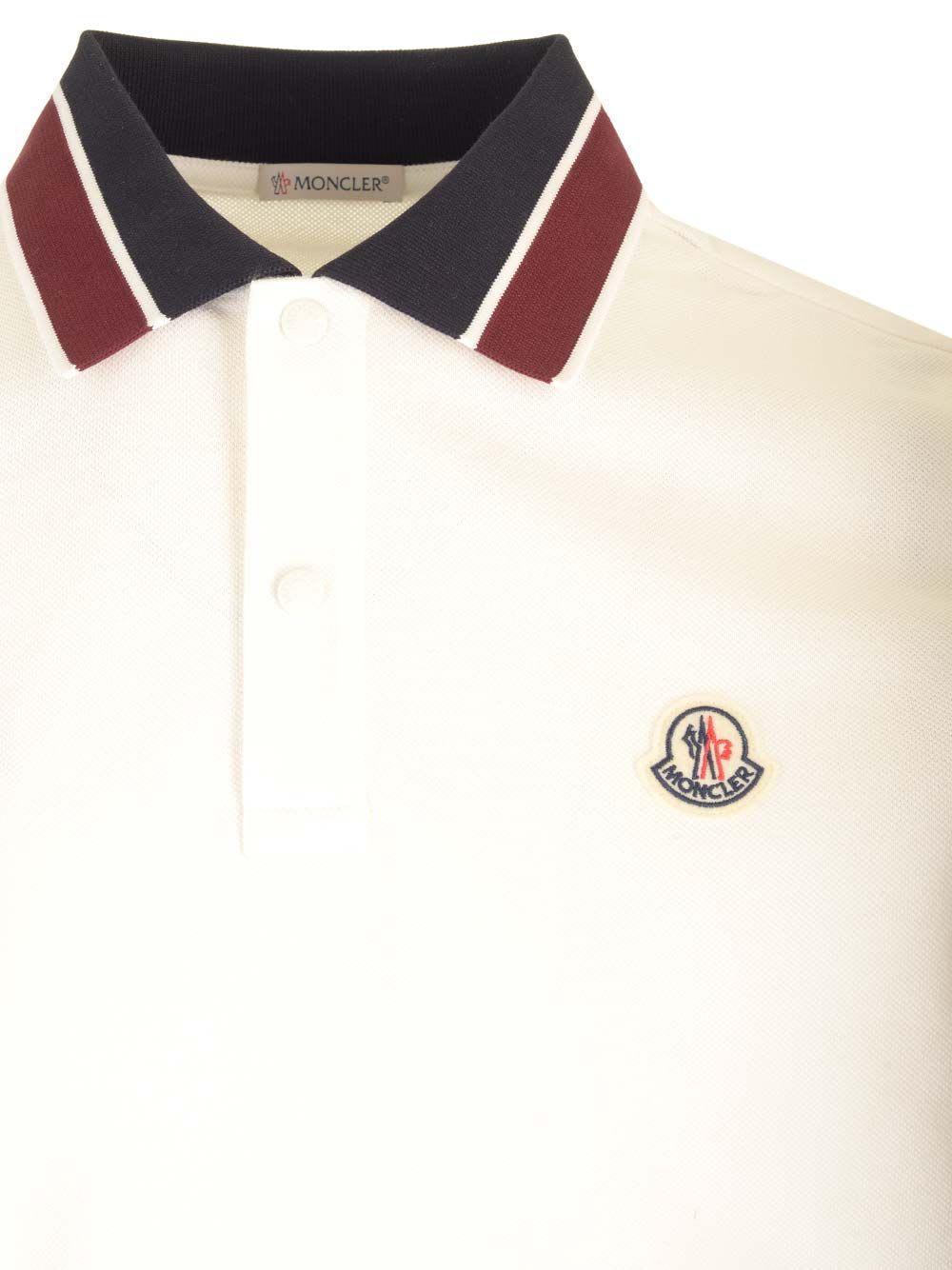 MONCLER Logo Patch Pique Polo T-shirt In White Product Image