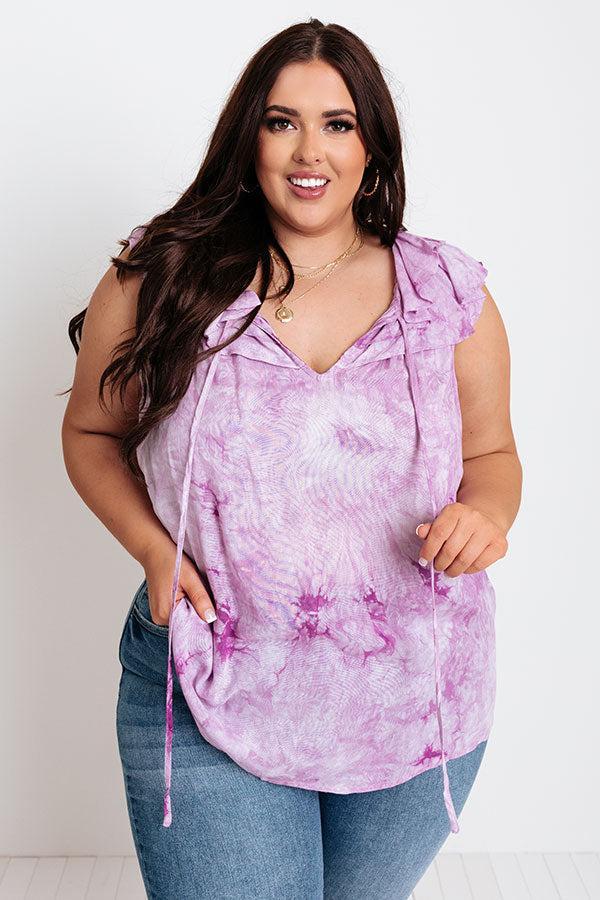 Sweet On Summer Tie Dye Shift Top in Purple Curves Product Image