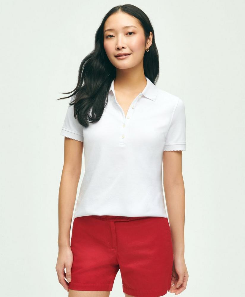 Cotton Blend Scalloped Pique Polo Shirt product image