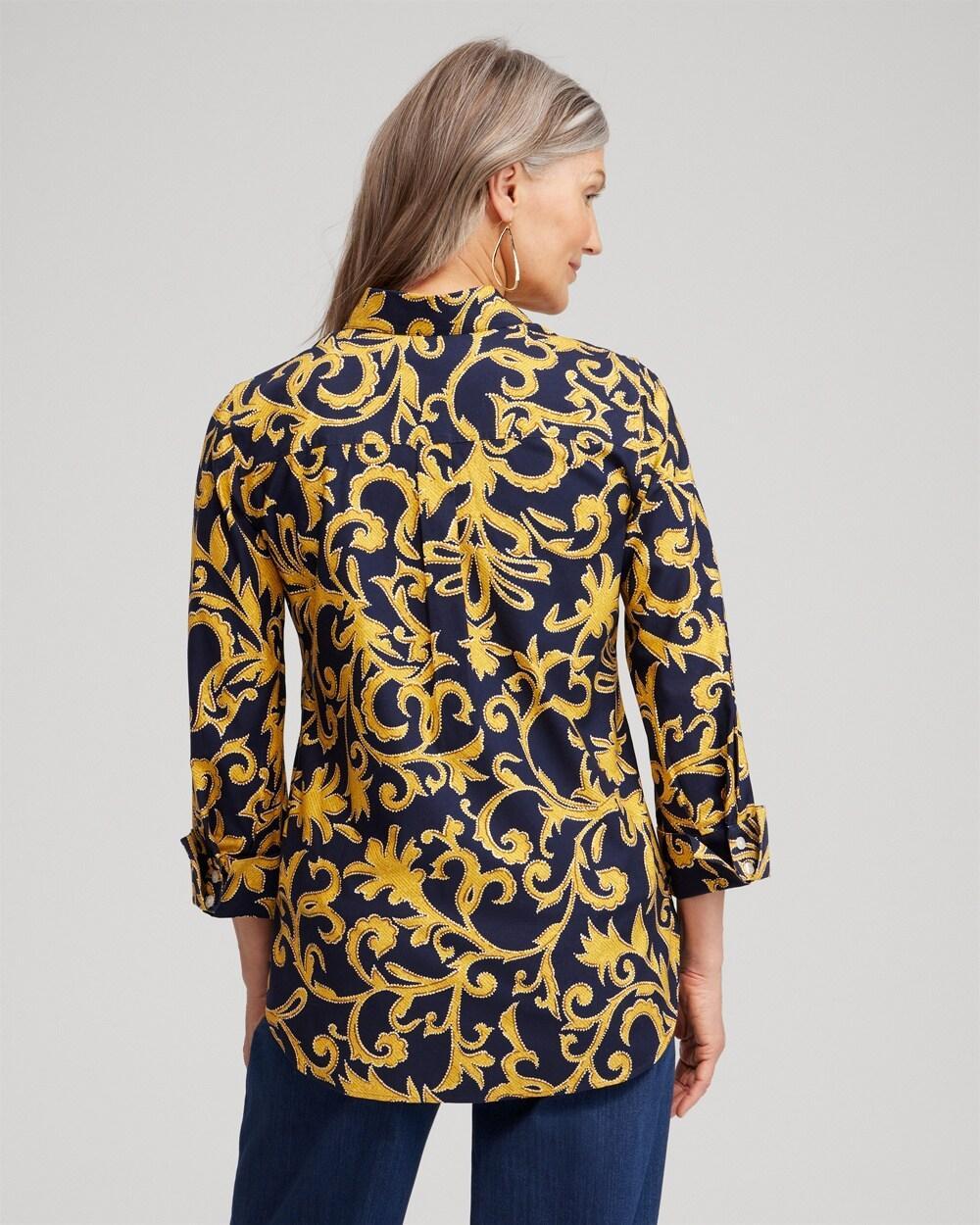 No Iron™ 3/4 Sleeve Filigree Print Shirt Product Image