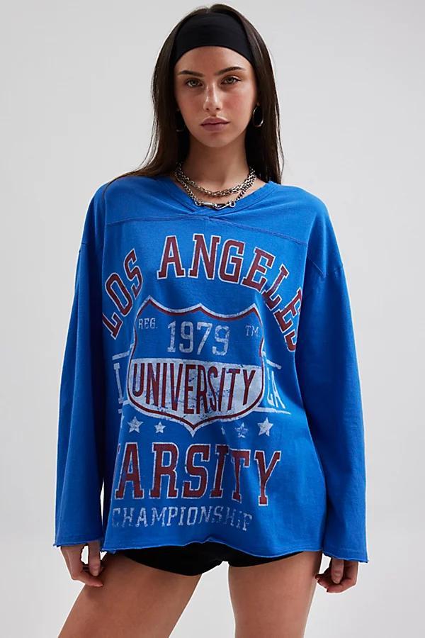 Vintage Varsity V-Neck Long Sleeve Graphic Tee Womens at Urban Outfitters Product Image