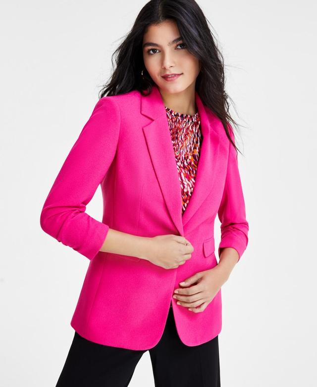 Bar Iii Womens Ruched 3/4-Sleeve One-Button Blazer, Created for Macys Product Image