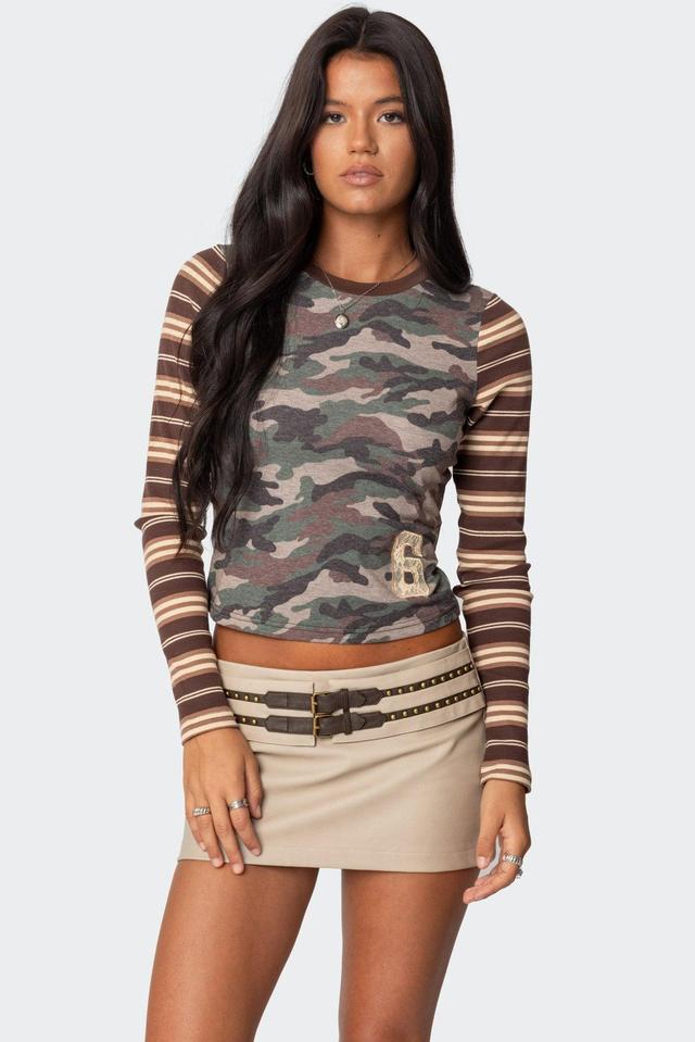 Camo & Stripe Long Sleeve T Shirt Product Image