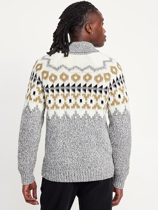 Fair Isle Zip Cardigan Sweater Product Image