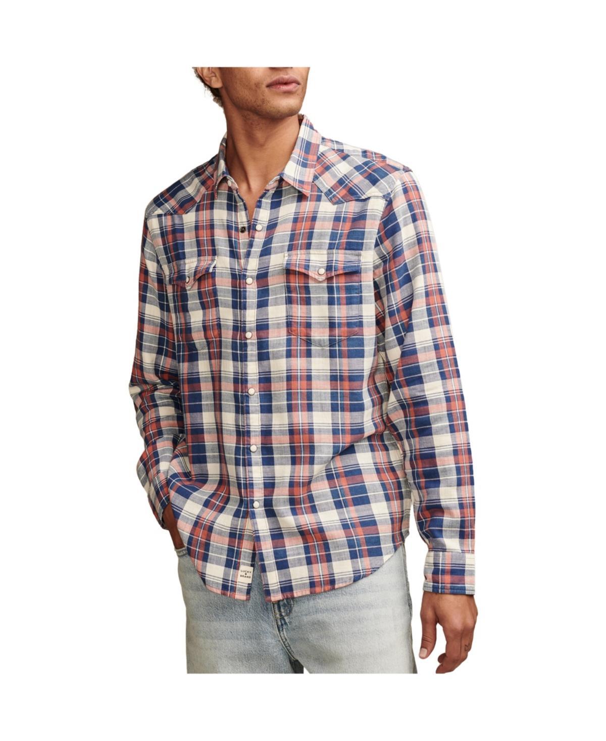 Lucky Brand Plaid Indigo Western Shirt - Mens Clothing Outerwear Shirt Jackets Product Image