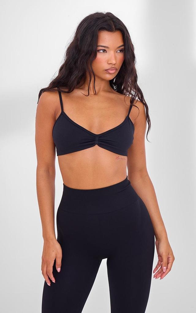 PLT SPORT Black Seamless Twist Front Sports Bra Product Image