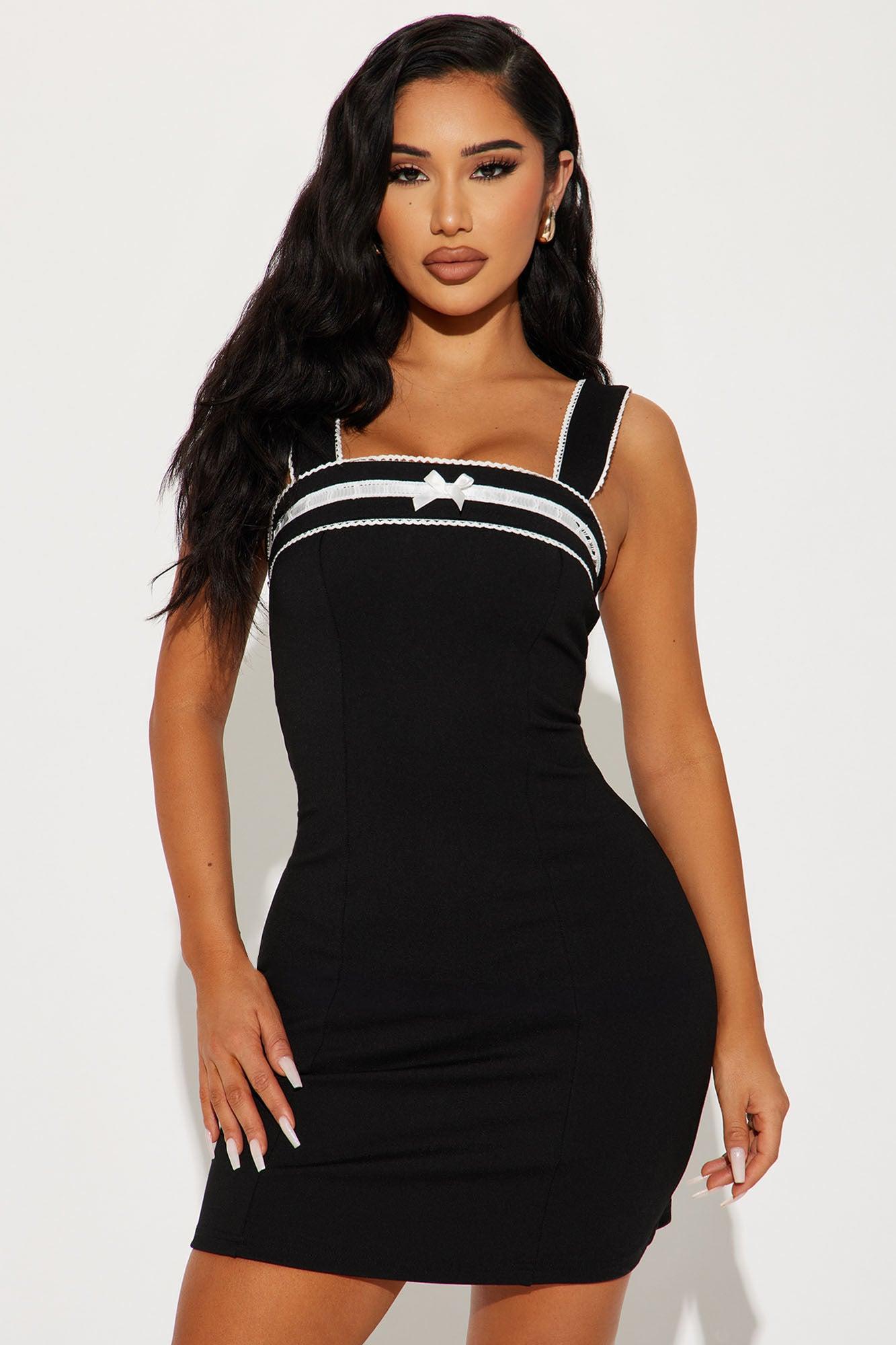 Sadie Ponte Mini Dress - Black Product Image