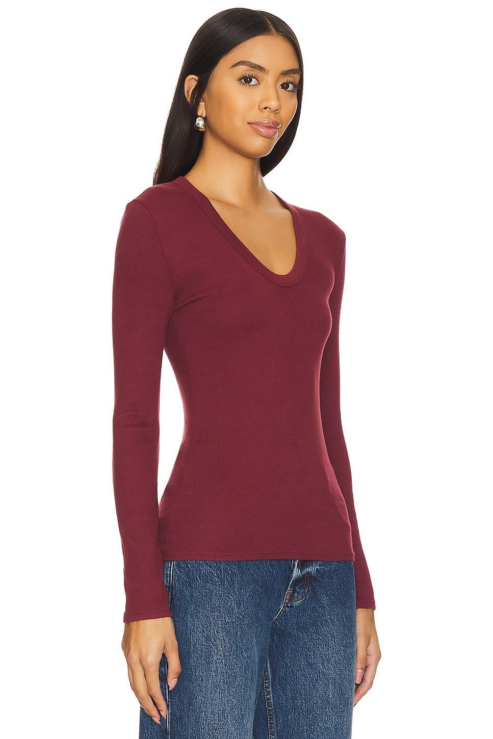 Luxe Rib Long Sleeve U Neck Top perfectwhitetee Product Image