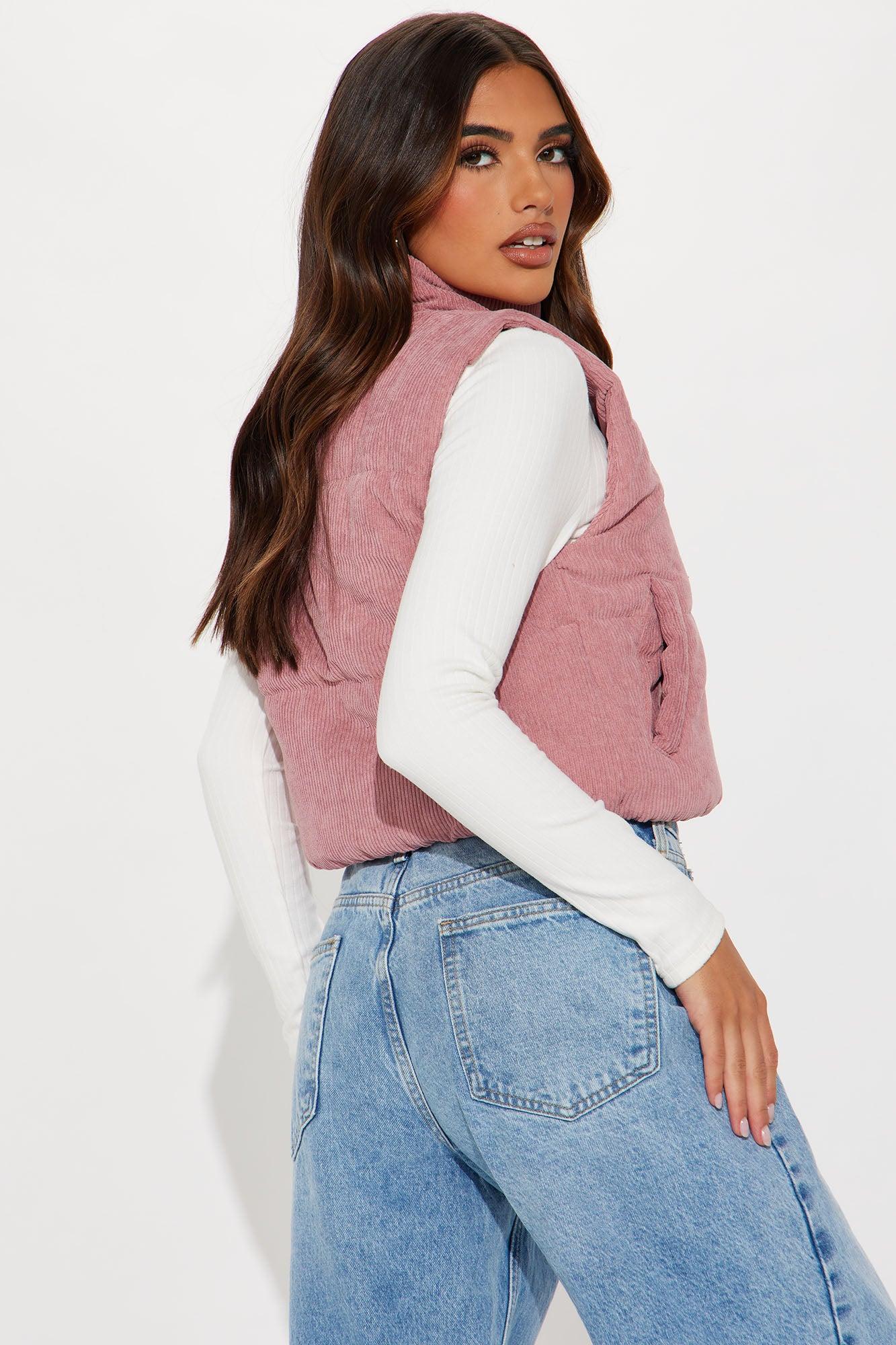 Rosie Corduroy Puffer Vest - Mauve Product Image