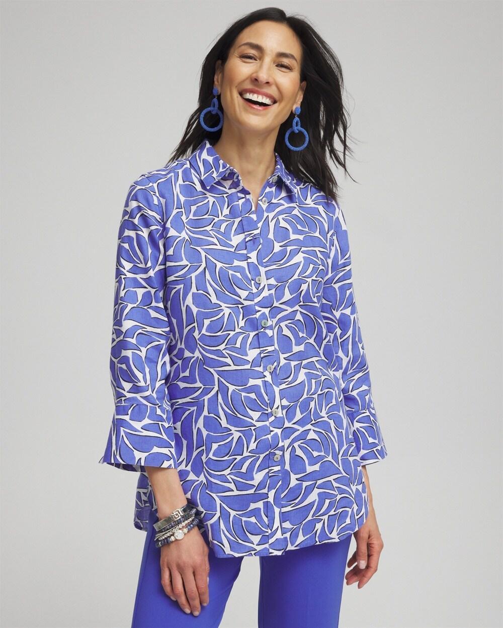 Women's No Iron&#8482 Linen Abstract 3/4 Sleeve Shirt Product Image