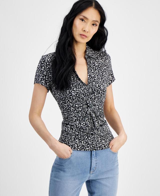 Women's Collared Twist-Front Top, Created for Macy's  Product Image