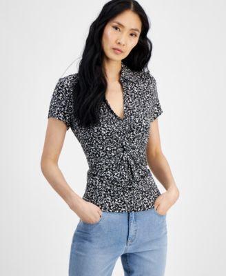 Women's Collared Twist-Front Top, Created for Macy's  Product Image