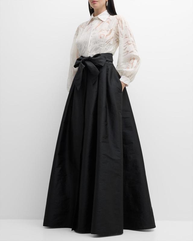 Womens Organza Burnout & Taffeta Shirt Gown Product Image