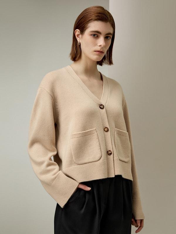 Cropped Wool-Cashmere Blend Cardigan Product Image