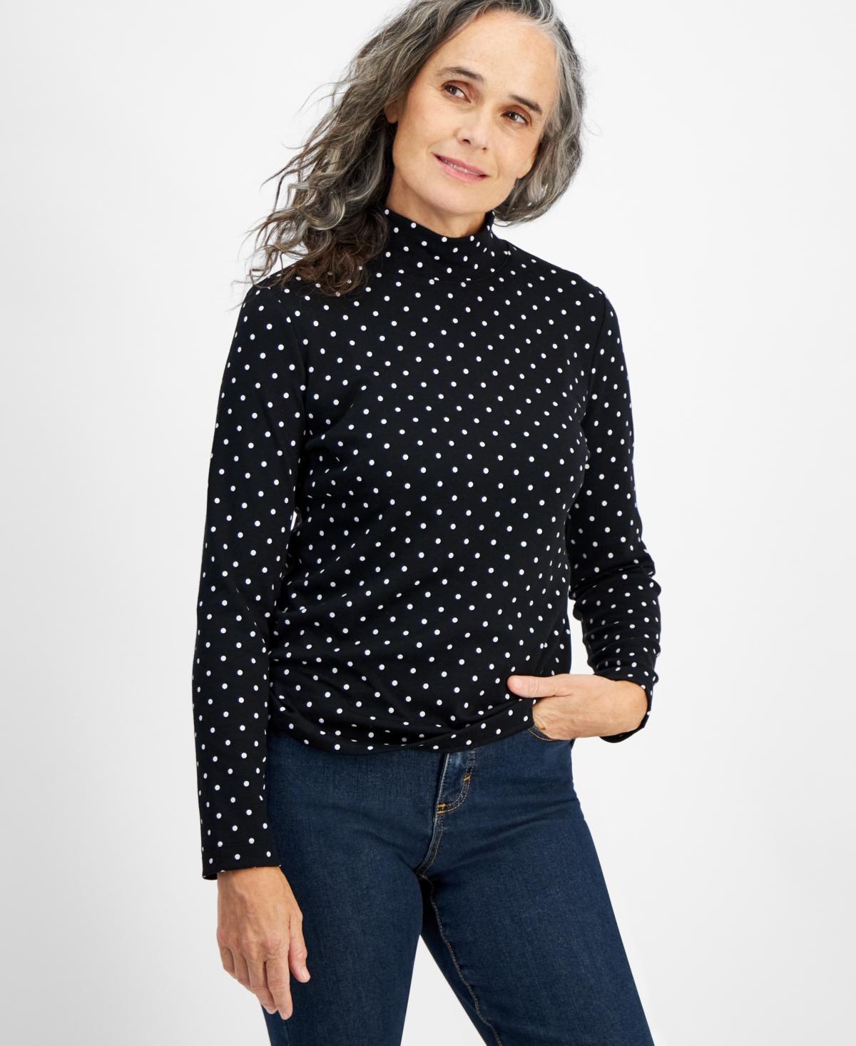 Style & Co Womens Print Mock-Neck Long-Sleeve T-Shirt, Created for Macys Product Image