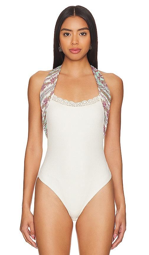 Free People x Intimately FP Eyes For U Halter Bodysuit in Ivory. Product Image