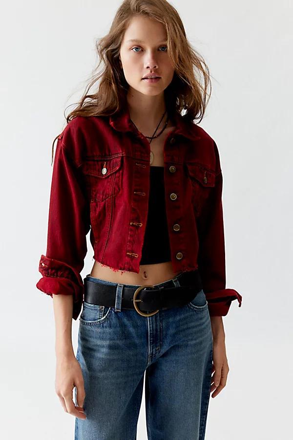 Urban Renewal Remade Overdyed Cropped Y2K Denim Jacket Womens at Urban Outfitters Product Image