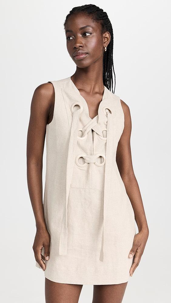 English Factory Linen Lace Up Front Dress | Shopbop Product Image