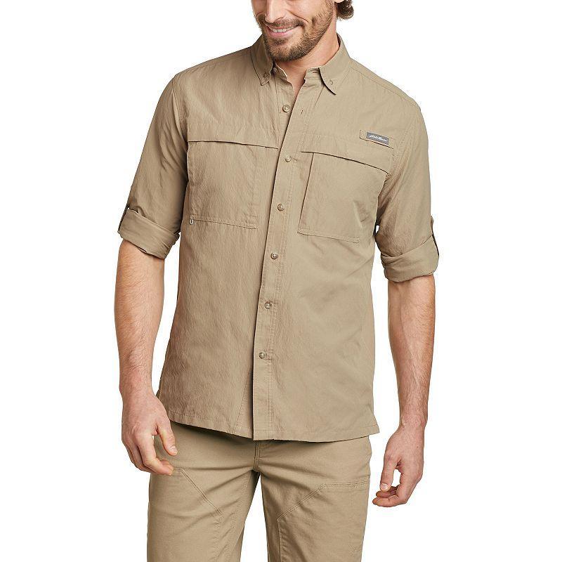 Big & Tall Eddie Bauer Ripstop Guide Long Sleeve Button Down Shirt, Mens Light Green Product Image