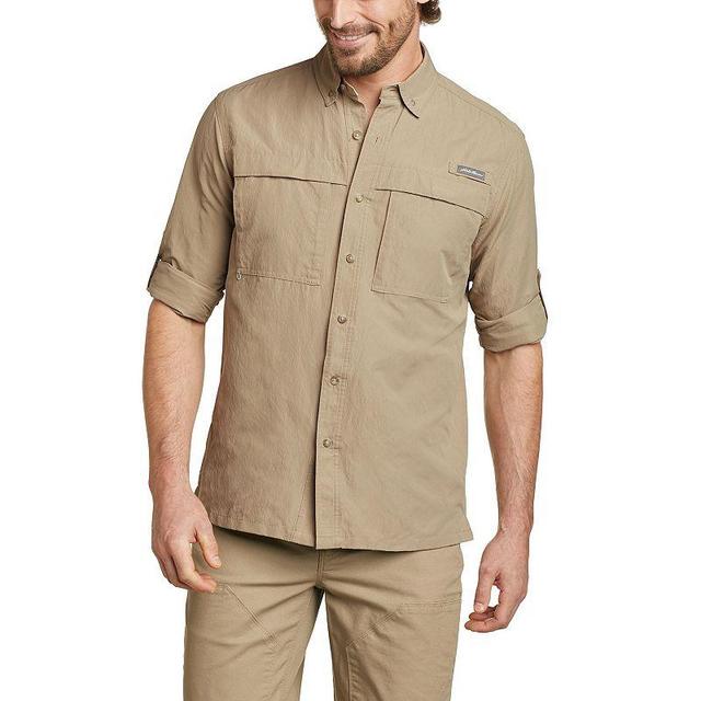 Big & Tall Eddie Bauer Ripstop Guide Long Sleeve Button Down Shirt, Mens Light Green Product Image