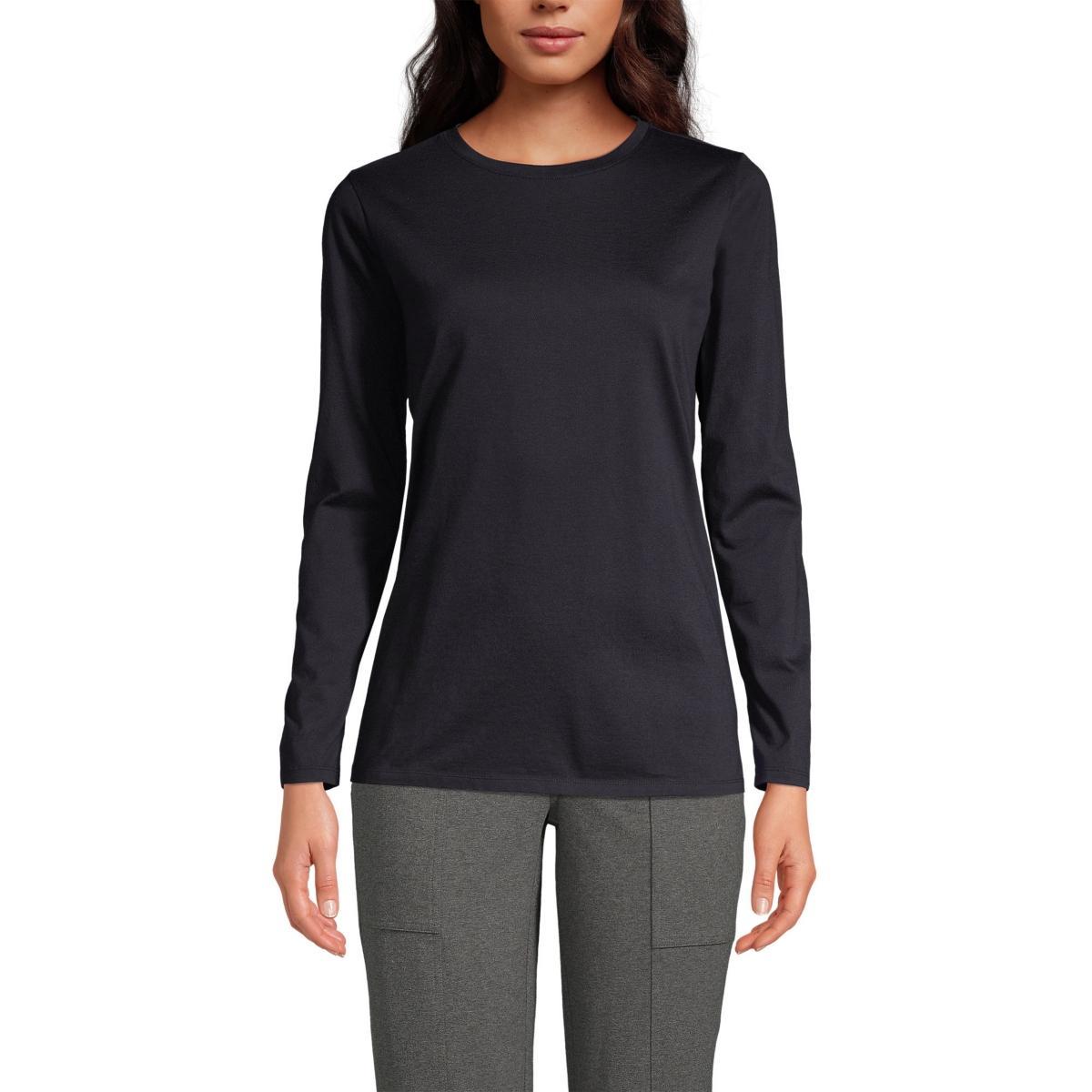 Petite Lands End Relaxed-Fit Supima Cotton Crewneck Tee, Womens Product Image