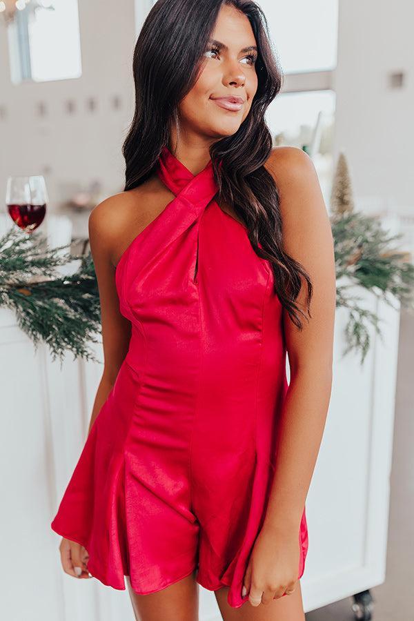 All Of A Sudden Satin Romper In Rose Product Image