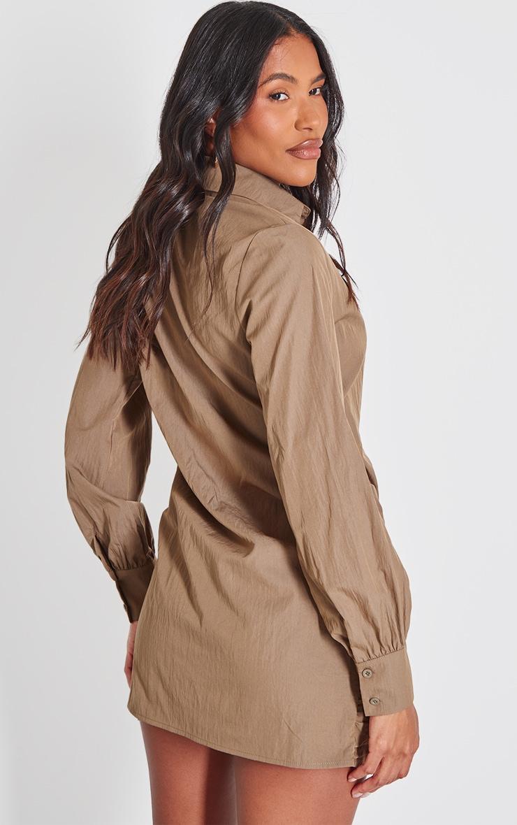 Khaki Wrap Detail Shirt Dress Product Image