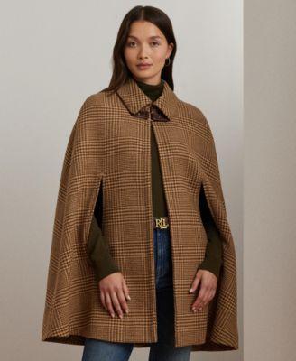 Lauren Ralph Lauren Womens Wool-Blend Cape Coat - Camel Product Image