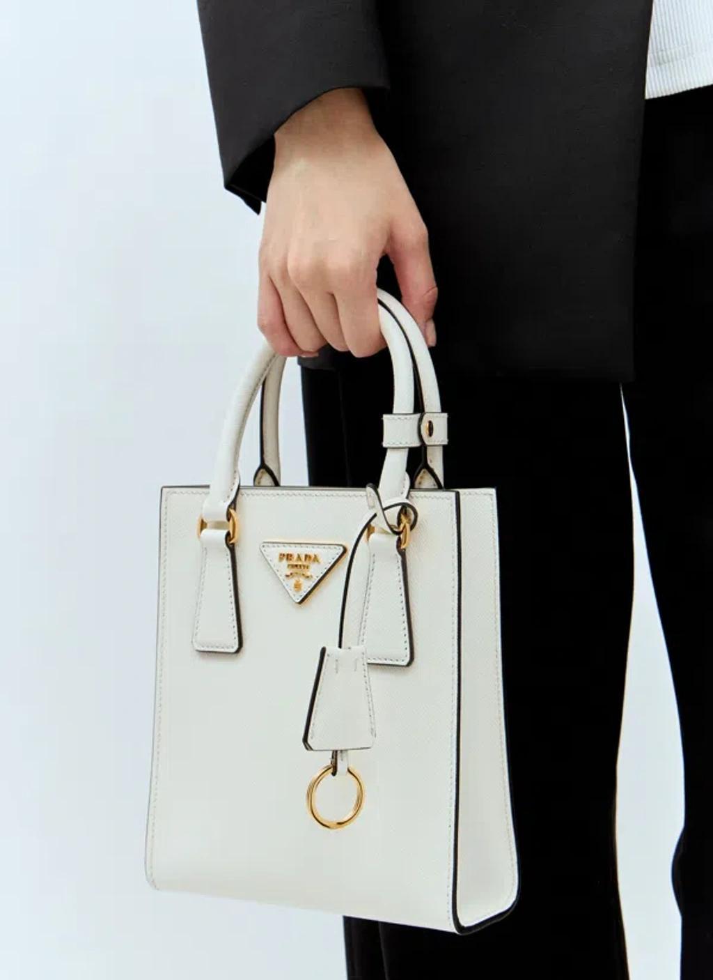 Saffiano Leather Handbag In White Product Image