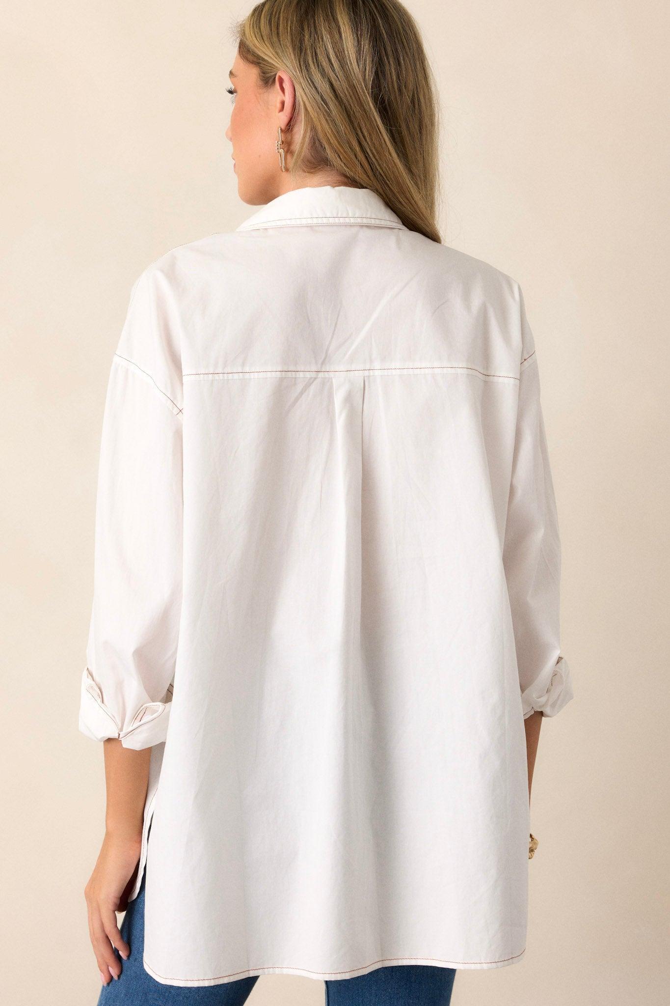 Inside Scoop Cotton Ivory Button Front Top Product Image