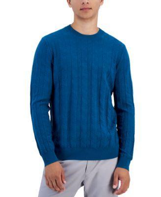 Alfani Mens Textured Chevron Long-Sleeve Crewneck Sweater, Created for Macys Product Image