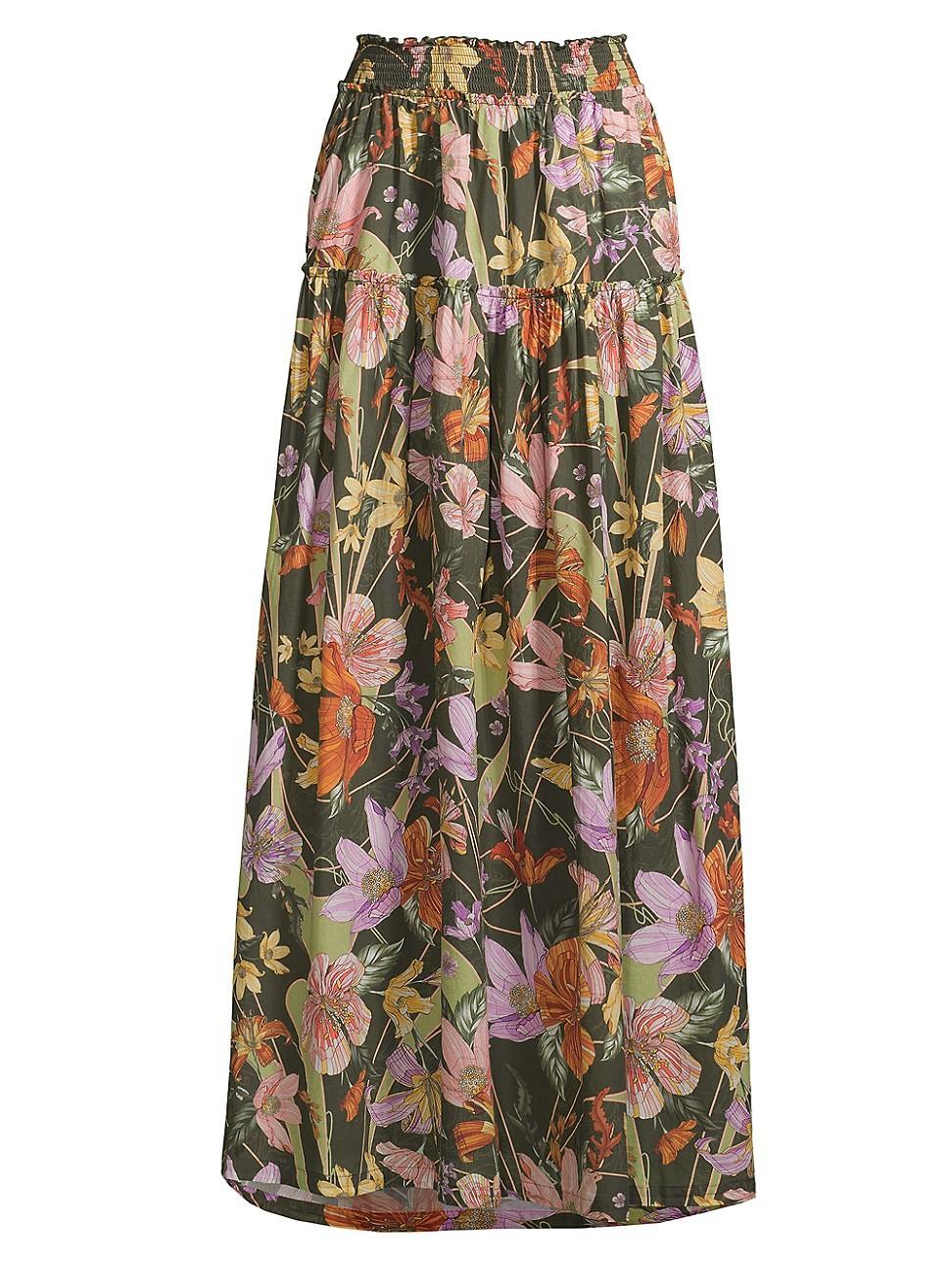 Womens Jenna Vitreo Cotton Floral Maxi Skirt Product Image