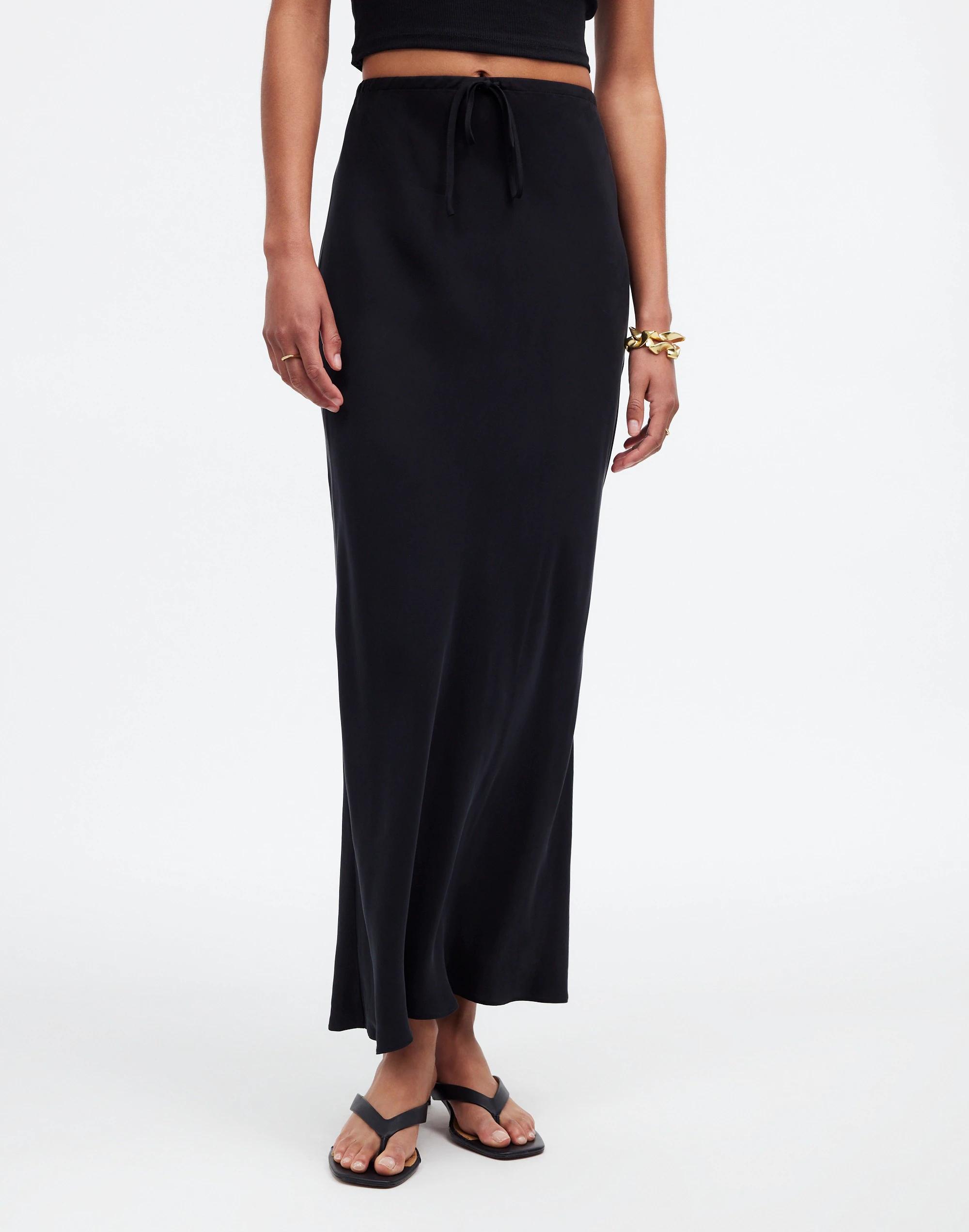 Tie-Waist Maxi Slip Skirt in Cupro Blend Product Image