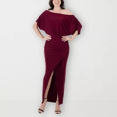 Womens 24Seven Comfort Apparel Long Sleeve V-Neck Side Slit Maxi Dress Product Image