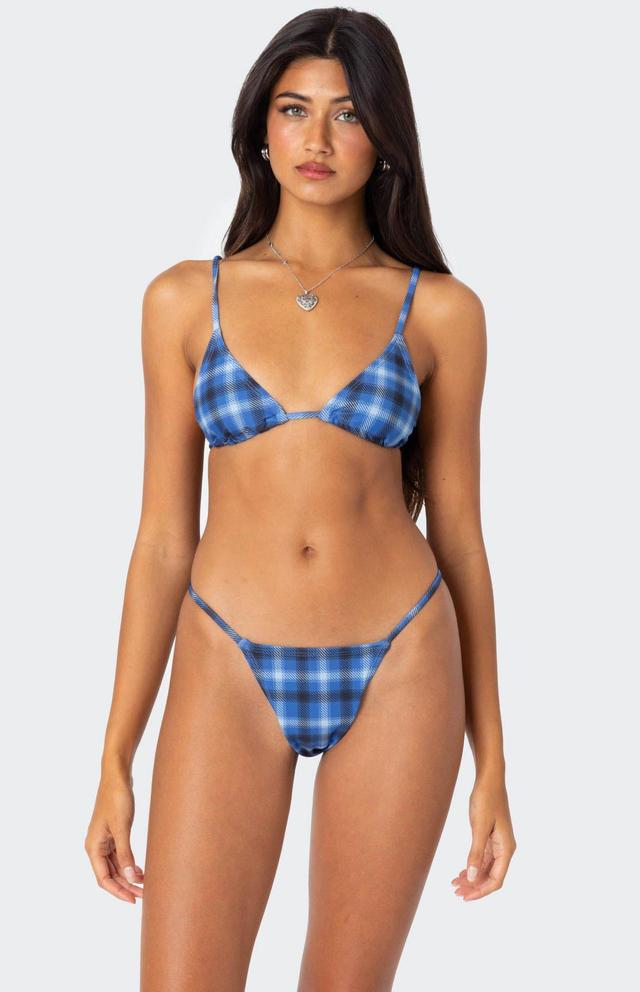 Edikted Women's Preppy Plaid Triangle Bikini Top Product Image